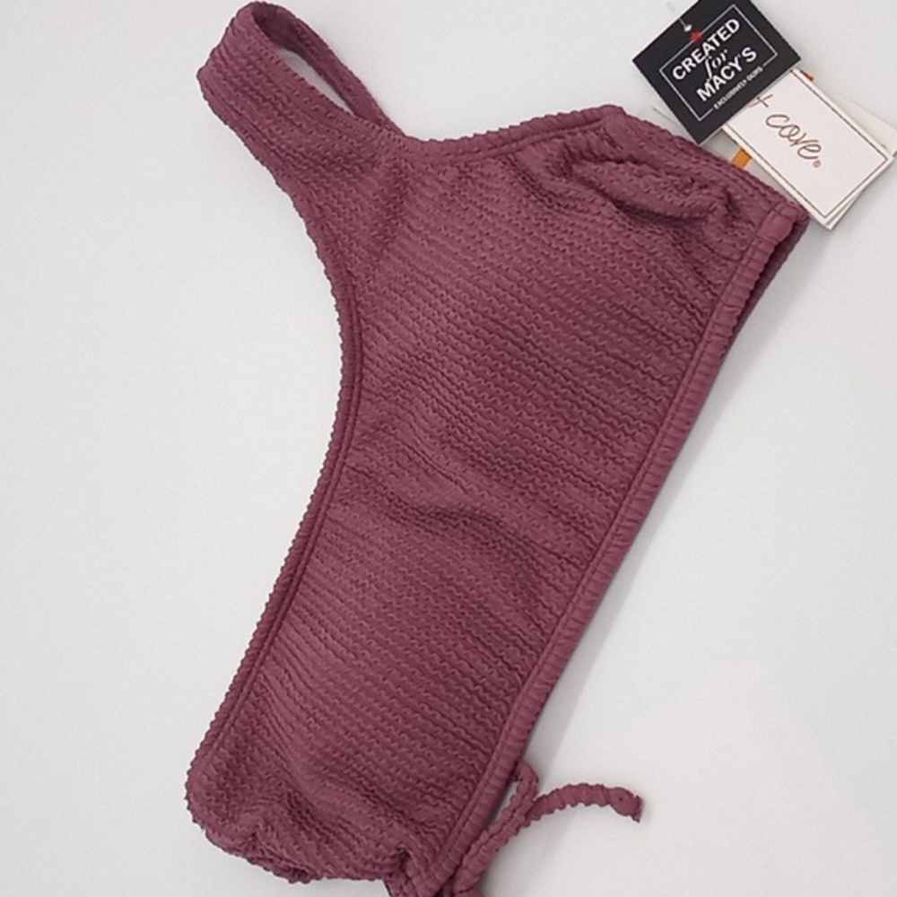 Salt + Cove Sandy Rib One-Shoulder Bikini Swim Top Mauve - Picture 12 of 15